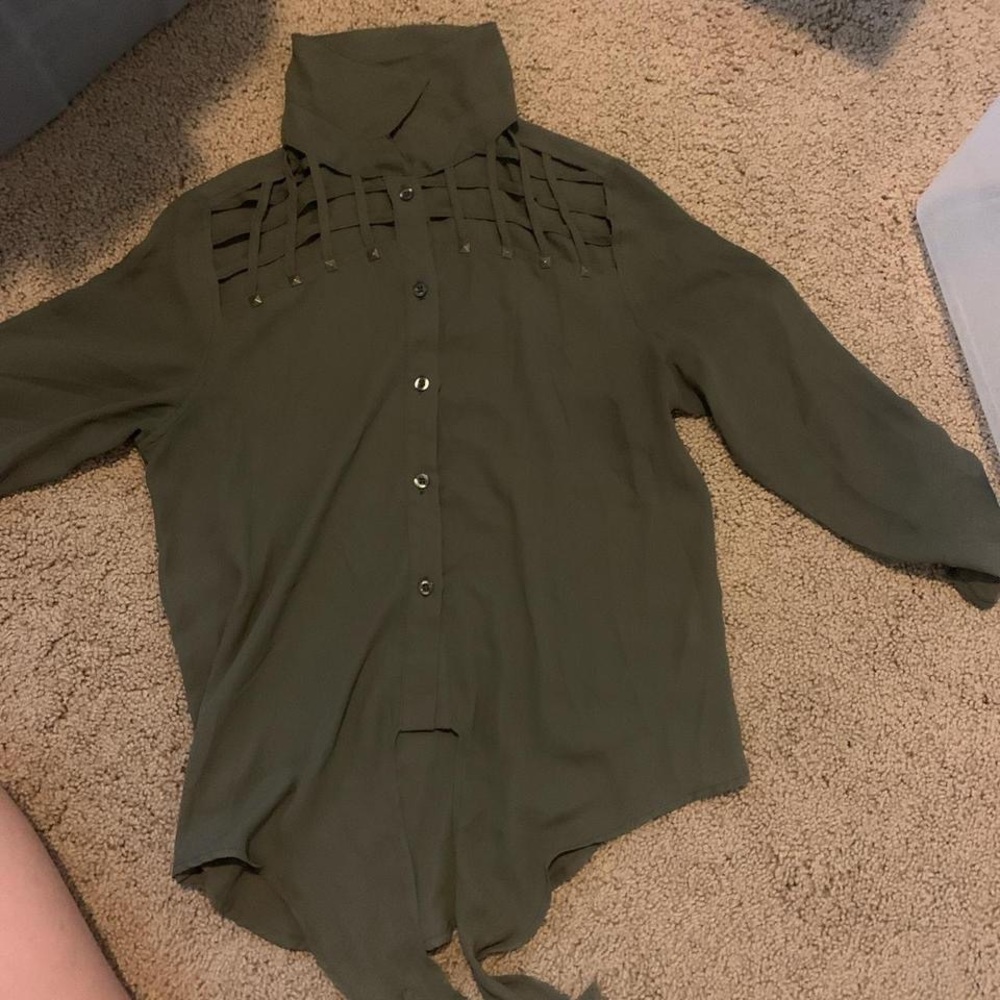 Dark green button up shirt